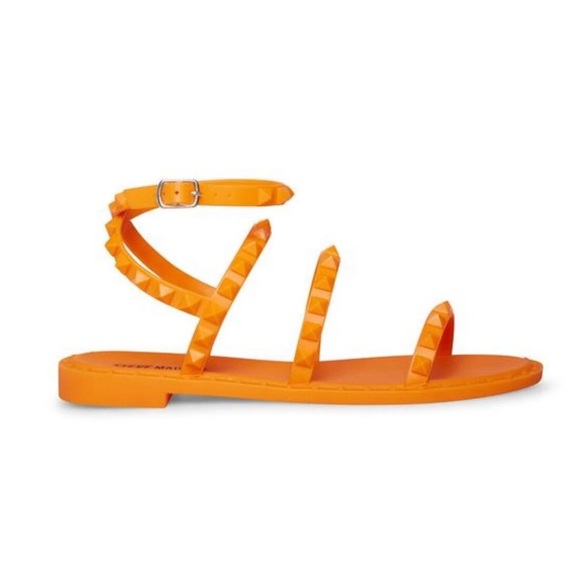 Steve Madden Women's Travel Flat Sandal - Orange Neon Sandals - Picture 2 of 10